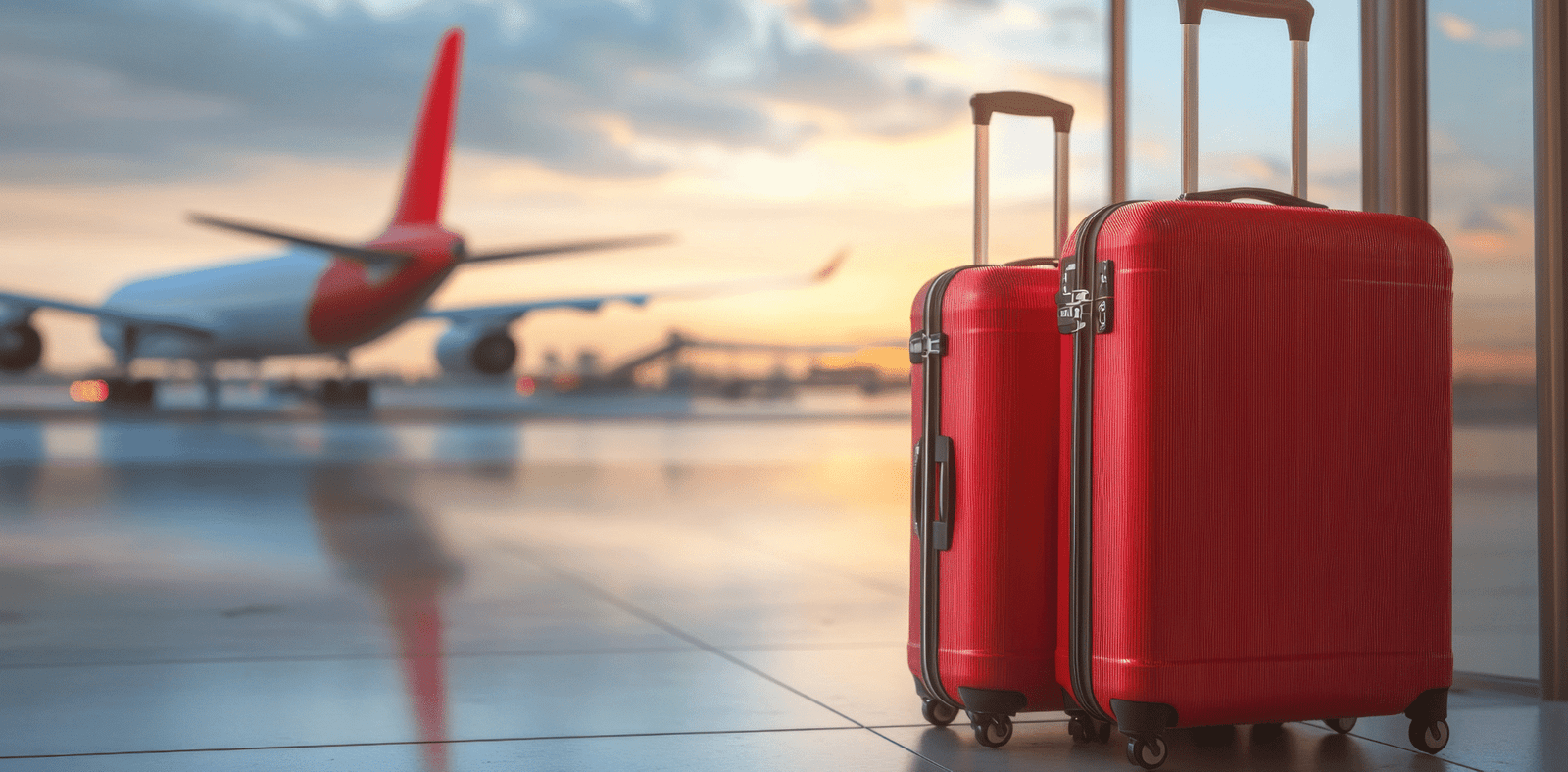 Imagem de aeroporto com avião ao fundo em Black Friday